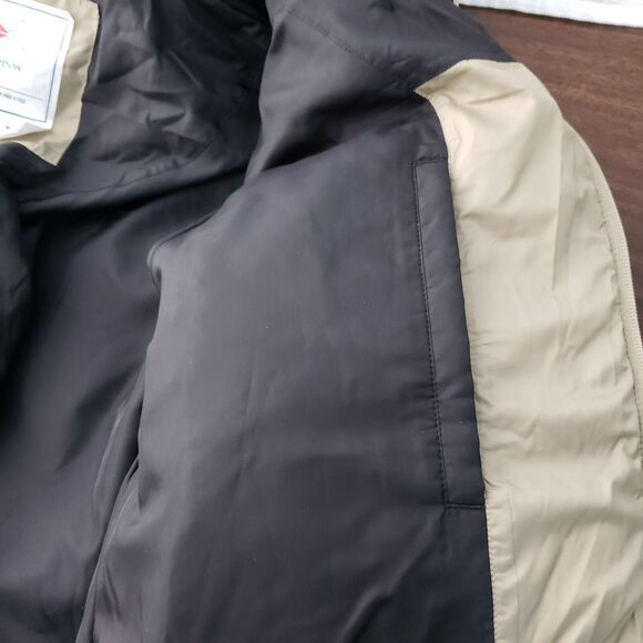 Reebok Down Puffer Jacket Mens M Tan Black Hooded Warm Functional Hiking 44x31 - Picture 5 of 11